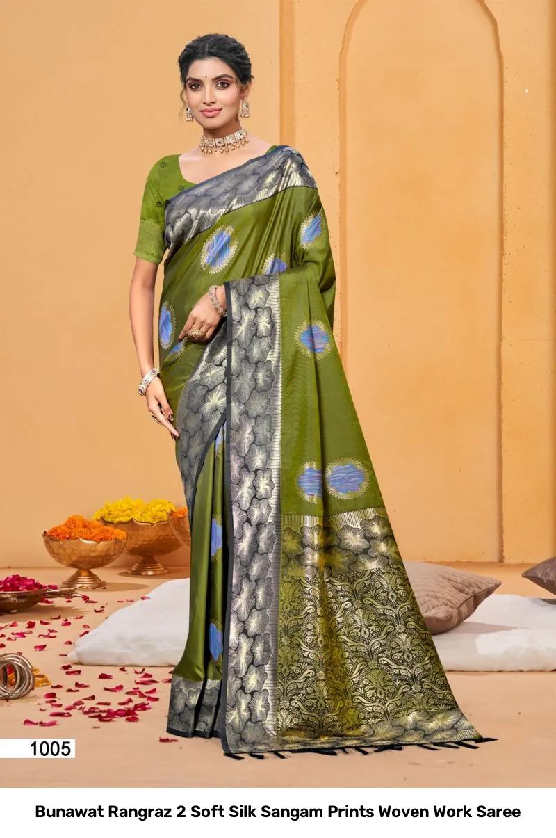 Bunawat Rangraz 2 Soft Silk Sangam Prints Woven Work Saree - Image 5