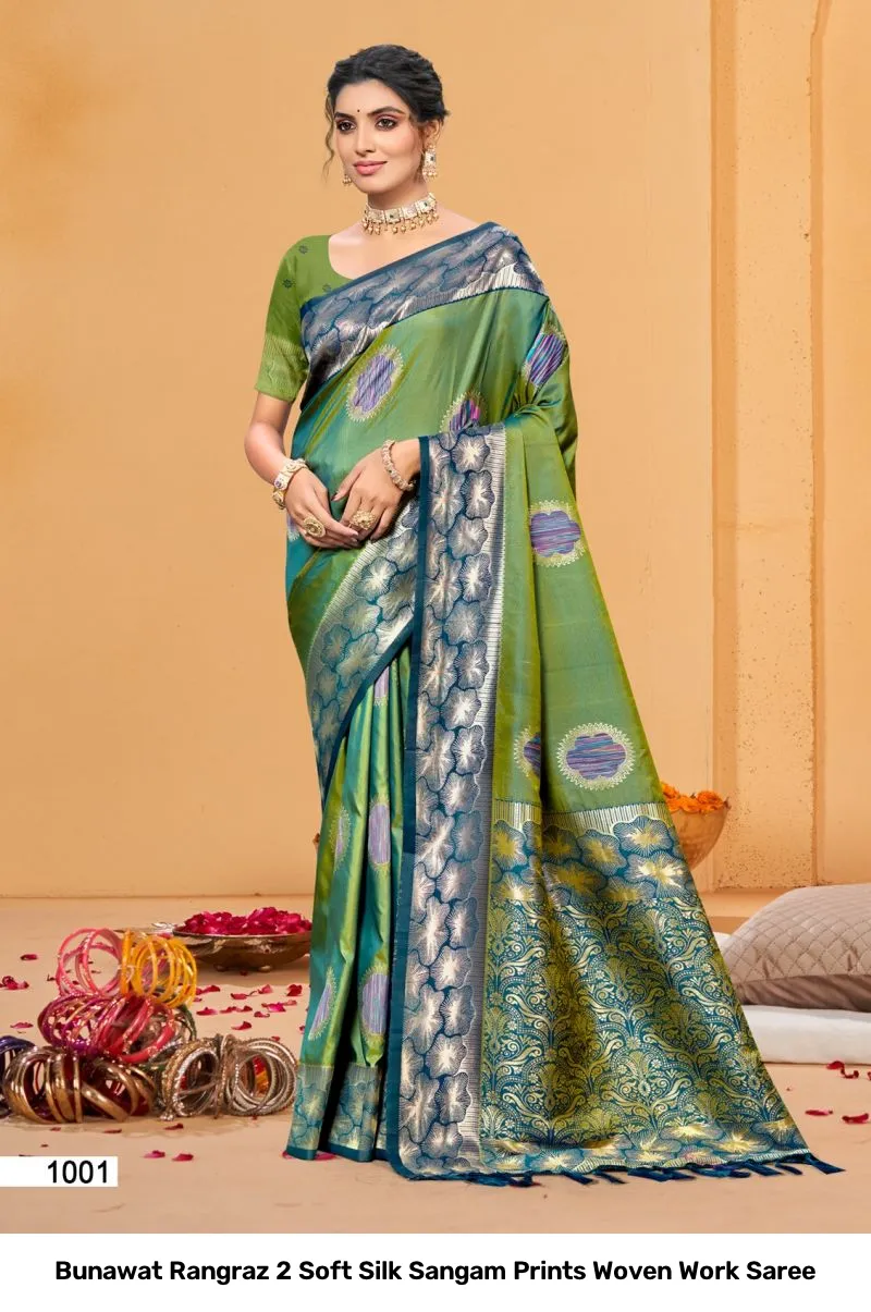 Bunawat Rangraz 2 Soft Silk Sangam Prints Woven Work Saree - Image 6