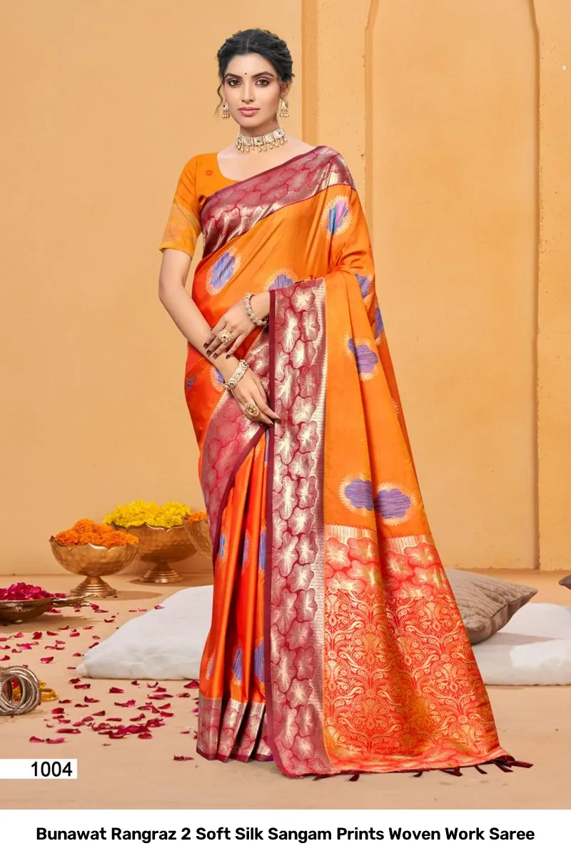 Bunawat Rangraz 2 Soft Silk Sangam Prints Woven Work Saree - Image 7