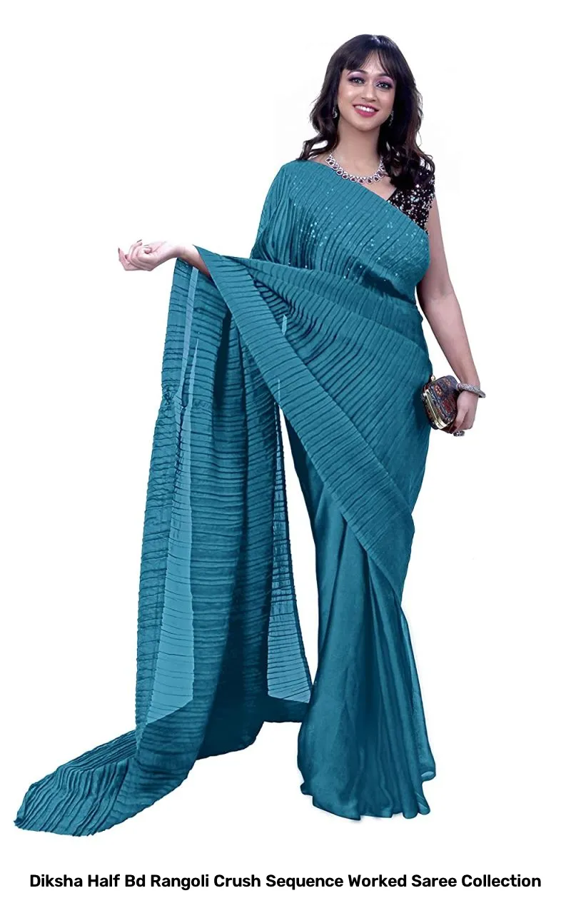 Diksha Half Bd Rangoli Crush Sequence Worked Saree Collection - Image 3