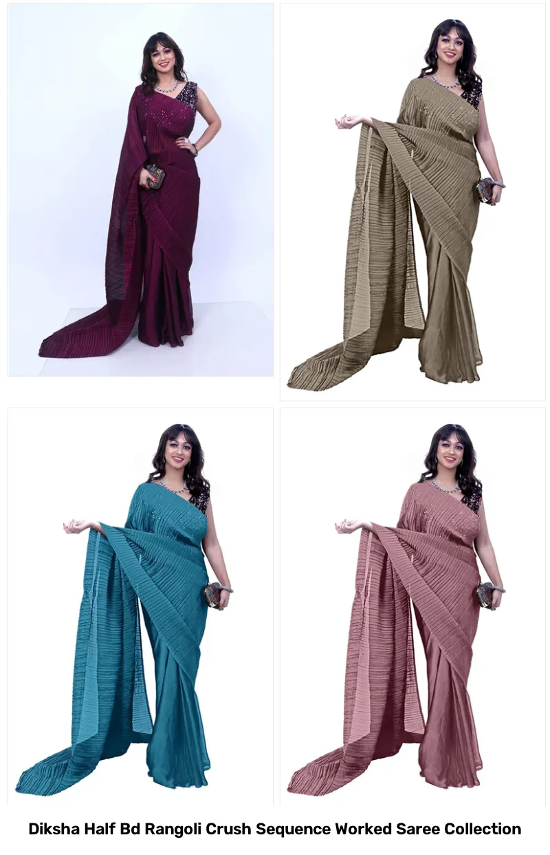 Diksha Half Bd Rangoli Crush Sequence Worked Saree Collection - Image 4