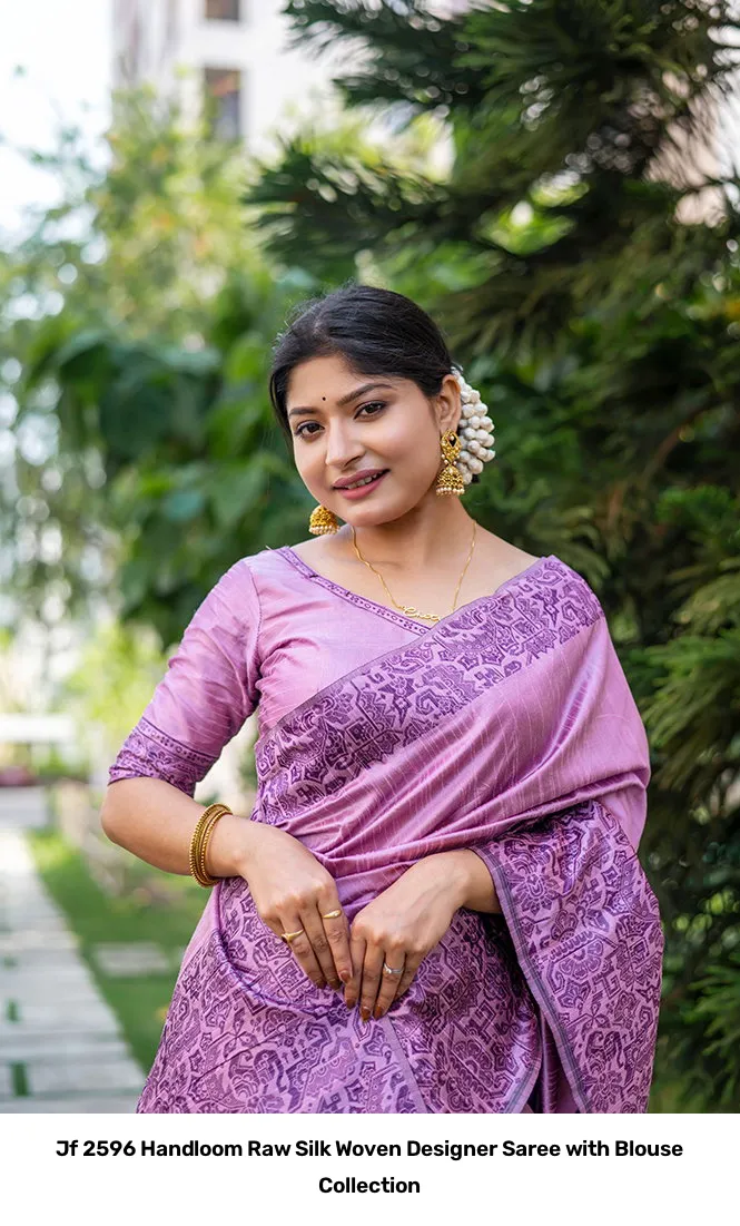 Jf 2596 Handloom Raw Silk Woven Designer Saree with Blouse Collection - Image 18