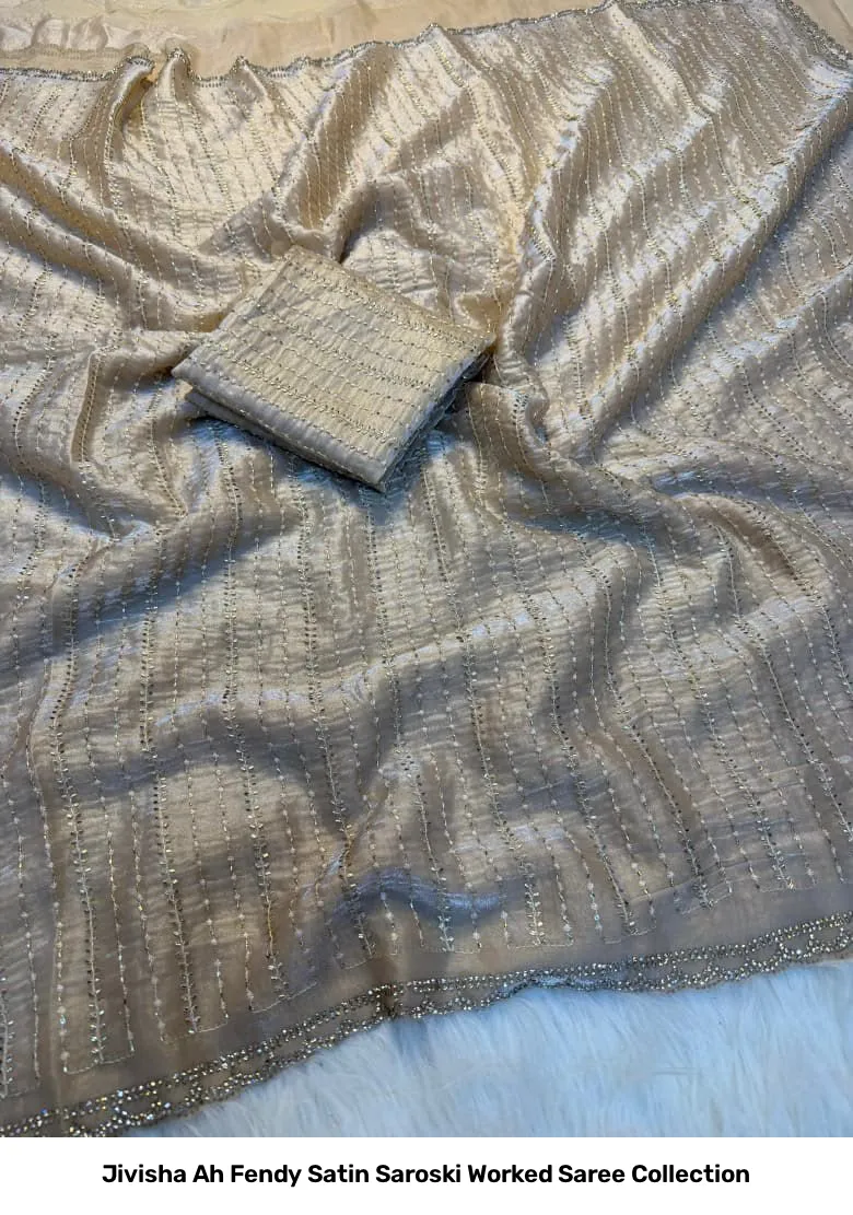 Jivisha Ah Fendy Satin Saroski Worked Saree Collection - Image 2