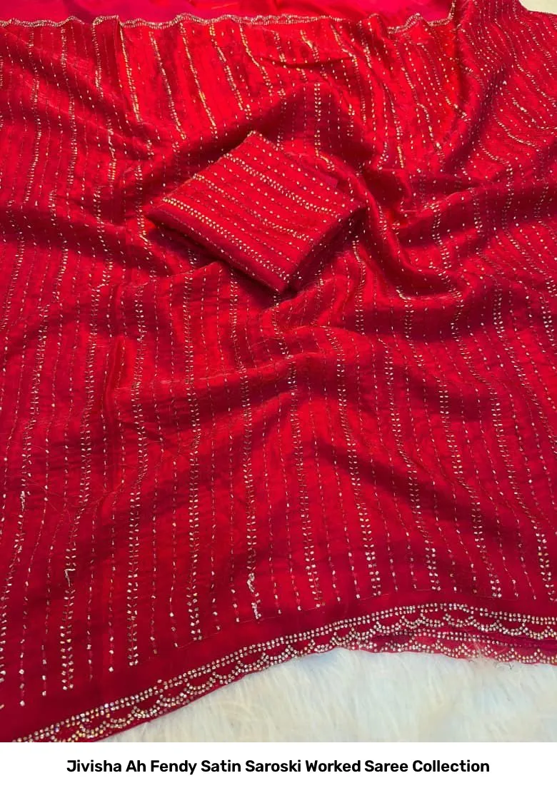 Jivisha Ah Fendy Satin Saroski Worked Saree Collection - Image 6