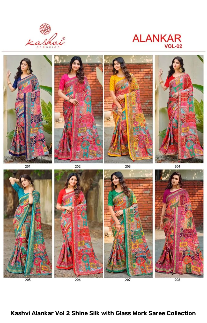 Kashvi Alankar Vol 2 Shine Silk with Glass Work Saree Collection - Image 10