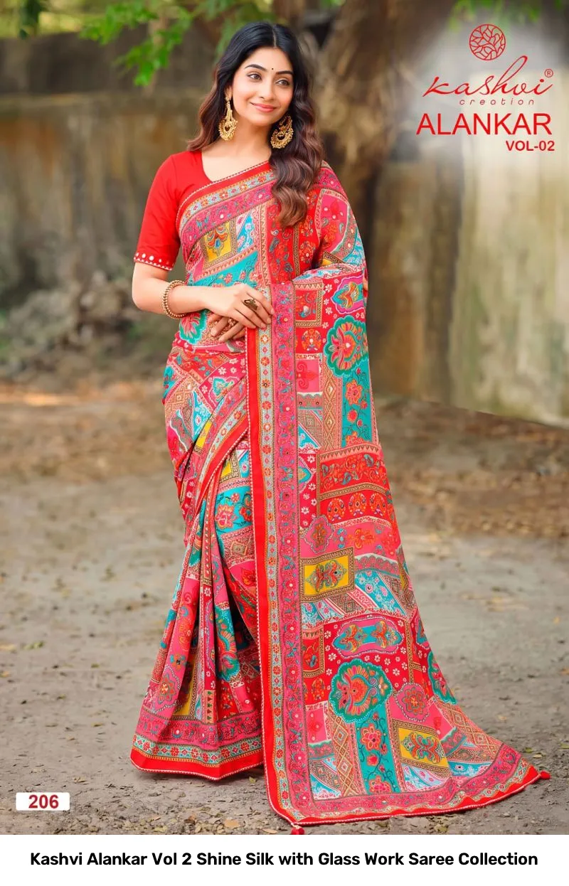 Kashvi Alankar Vol 2 Shine Silk with Glass Work Saree Collection - Image 2