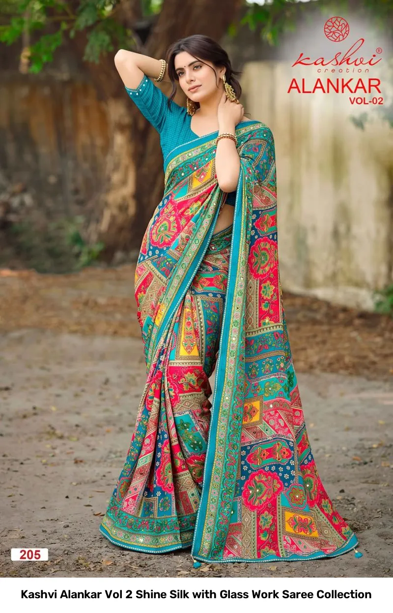 Kashvi Alankar Vol 2 Shine Silk with Glass Work Saree Collection - Image 3