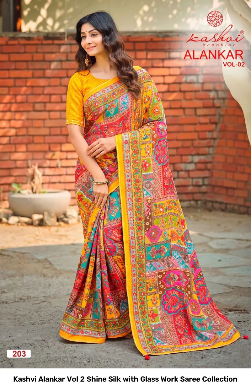 Kashvi Alankar Vol 2 Shine Silk with Glass Work Saree Collection - Image 7