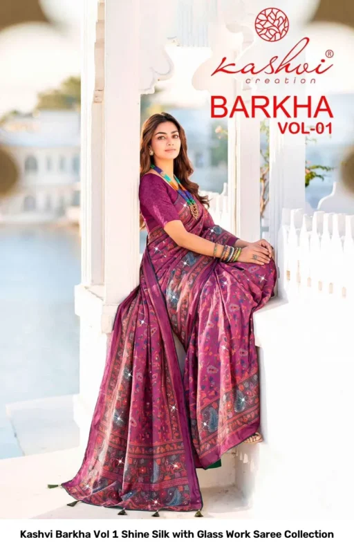 Kashvi Barkha Vol 1 Shine Silk with Glass Work Saree Collection
