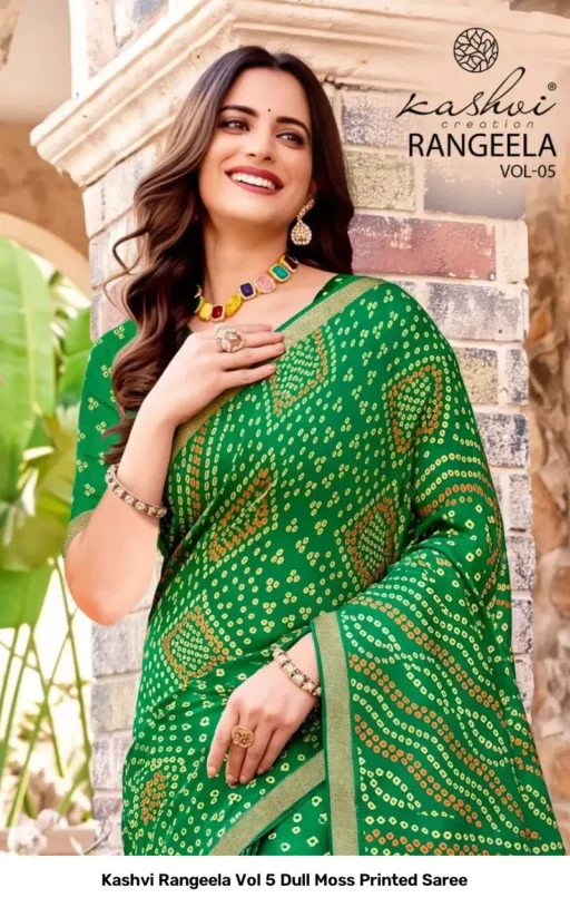 Kashvi Rangeela Vol 5 Dull Moss Printed Saree