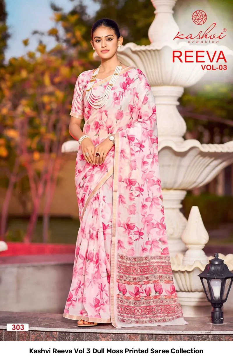Kashvi Reeva Vol 3 Dull Moss Printed Saree Collection - Image 10