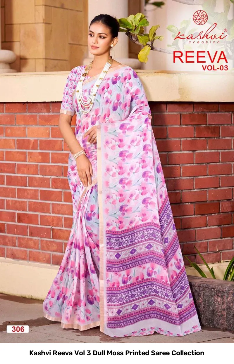 Kashvi Reeva Vol 3 Dull Moss Printed Saree Collection - Image 5