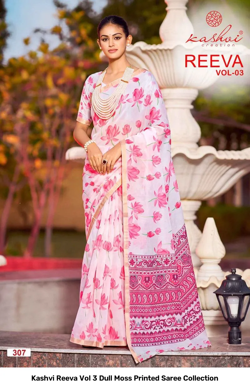 Kashvi Reeva Vol 3 Dull Moss Printed Saree Collection - Image 8
