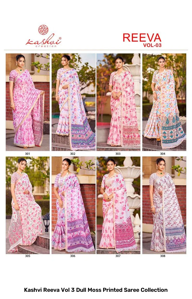 Kashvi Reeva Vol 3 Dull Moss Printed Saree Collection - Image 9