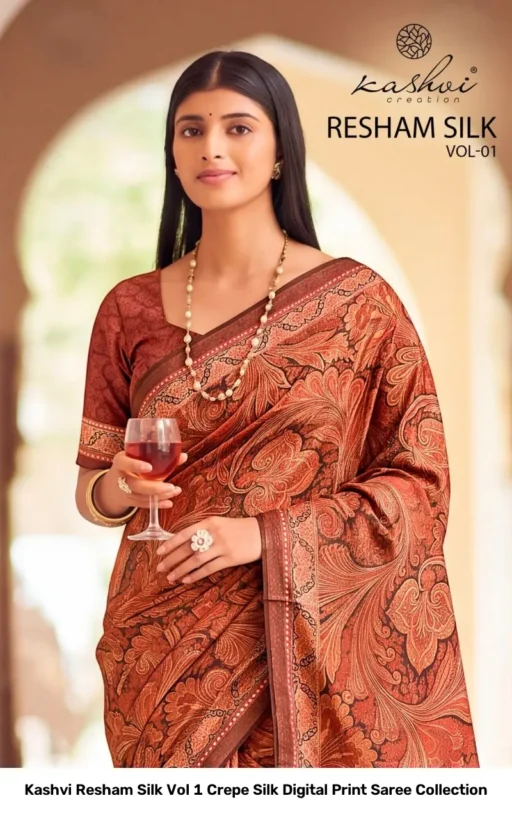 Kashvi Resham Silk Vol 1 Crepe Silk Digital Print Saree Collection