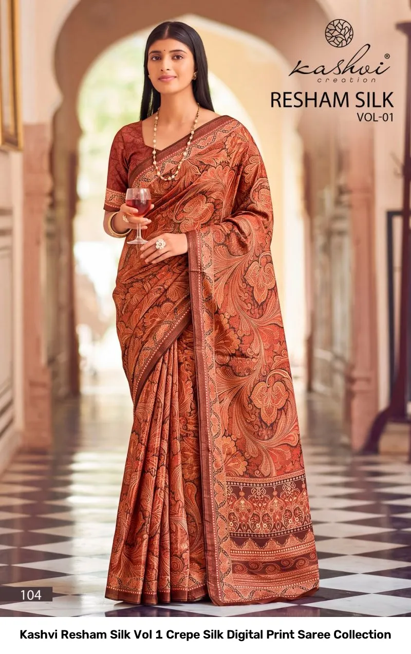 Kashvi Resham Silk Vol 1 Crepe Silk Digital Print Saree Collection - Image 10