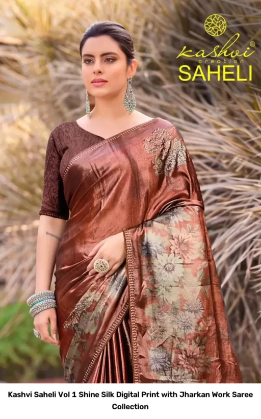 Kashvi Saheli Vol 1 Shine Silk Digital Print with Jharkan Work Saree Collection