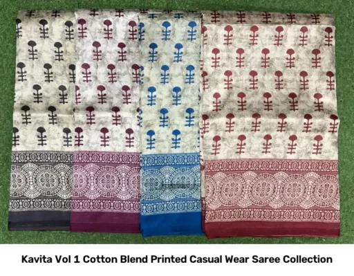 Kavita Vol 1 Cotton Blend Printed Casual Wear Saree Collection