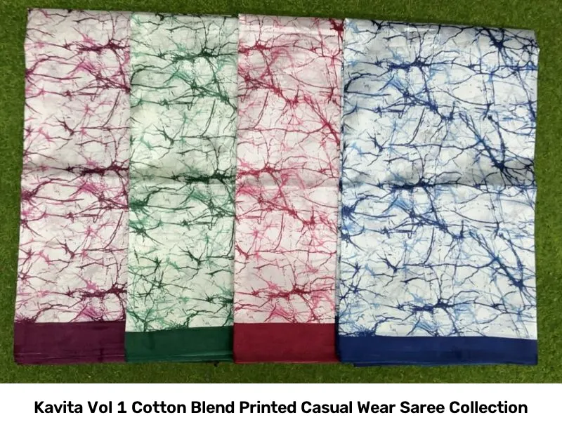 Kavita Vol 1 Cotton Blend Printed Casual Wear Saree Collection - Image 4
