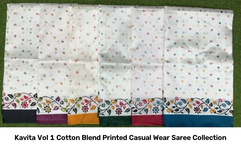 Kavita Vol 1 Cotton Blend Printed Casual Wear Saree Collection - Image 5
