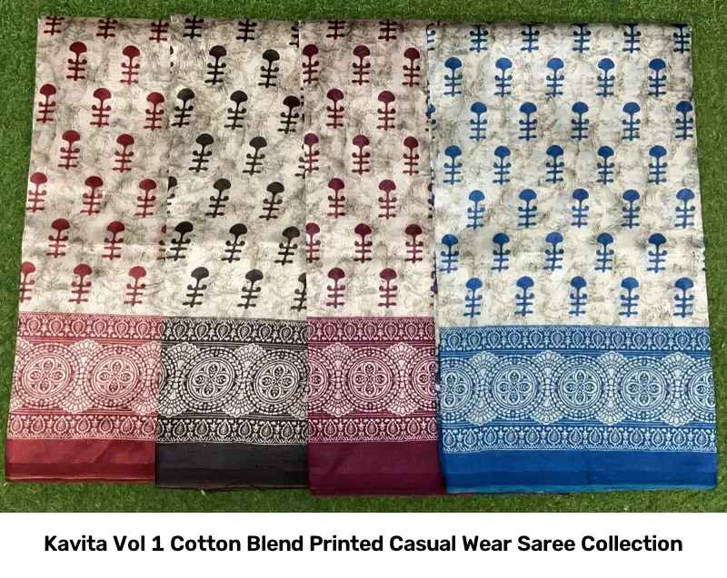 Kavita Vol 1 Cotton Blend Printed Casual Wear Saree Collection - Image 6
