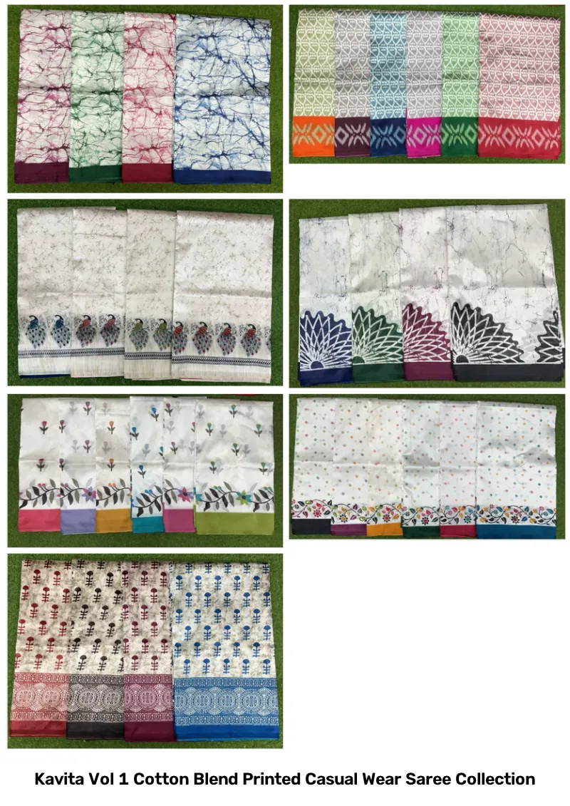 Kavita Vol 1 Cotton Blend Printed Casual Wear Saree Collection - Image 7