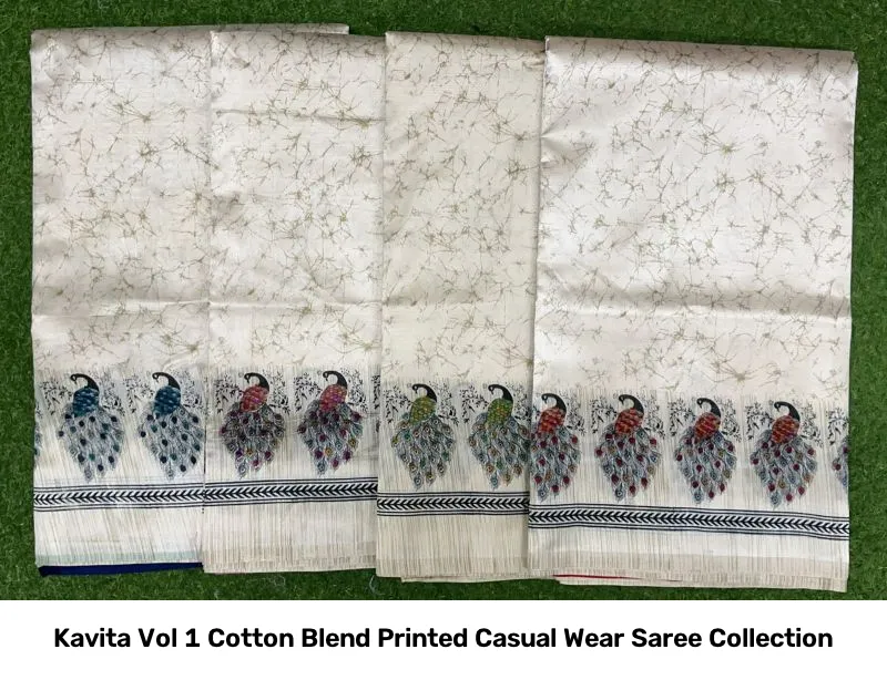 Kavita Vol 1 Cotton Blend Printed Casual Wear Saree Collection - Image 8
