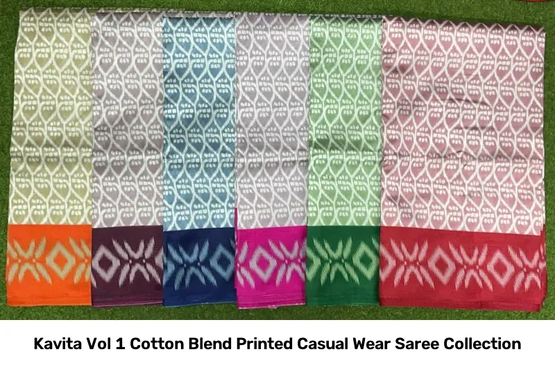 Kavita Vol 1 Cotton Blend Printed Casual Wear Saree Collection - Image 9