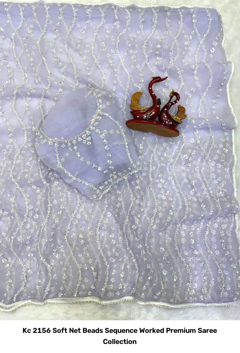 Kc 2156 Soft Net Beads Sequence Worked Premium Saree Collection - Image 5