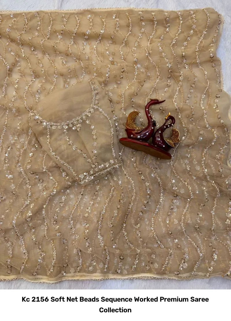 Kc 2156 Soft Net Beads Sequence Worked Premium Saree Collection - Image 6