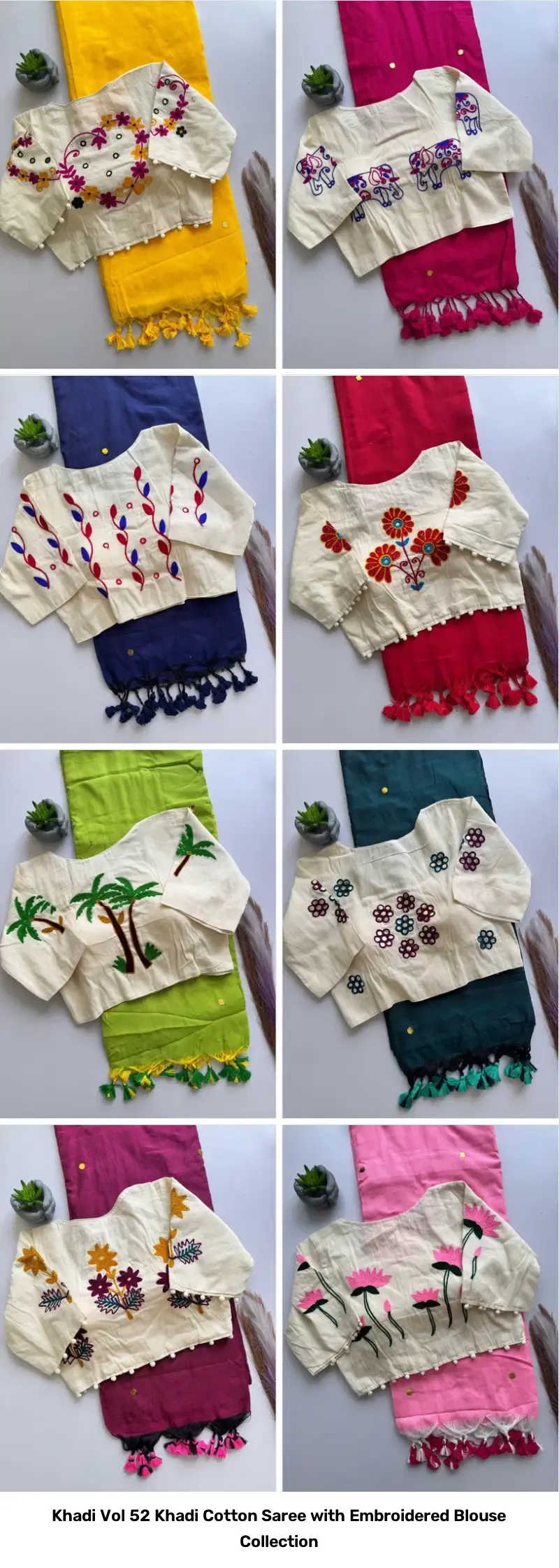 Khadi Vol 52 Khadi Cotton Saree with Embroidered Blouse Collection - Image 10