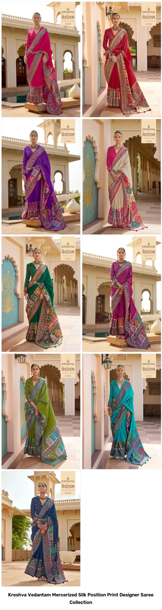 Kreshva Vedantam Mercerized Silk Position Print Designer Saree Collection - Image 10