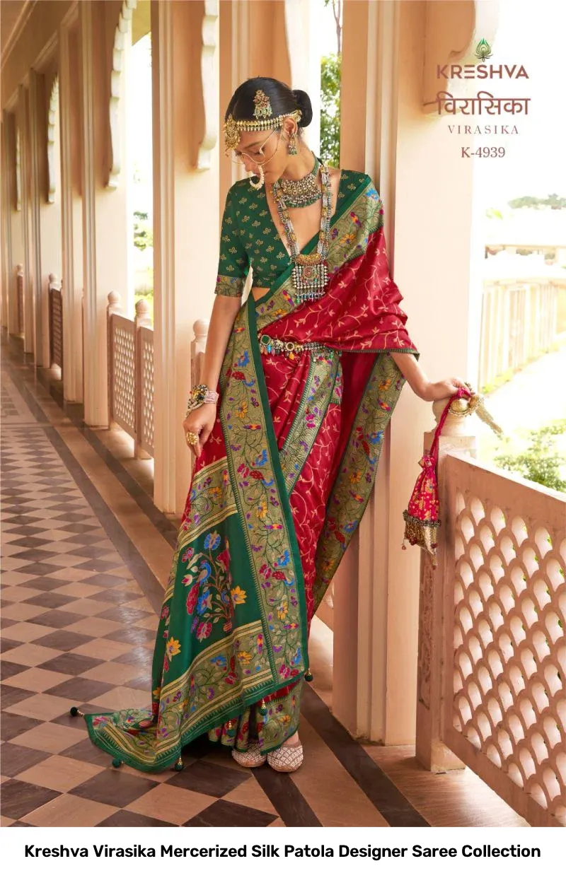 Kreshva Virasika Mercerized Silk Patola Designer Saree Collection - Image 3