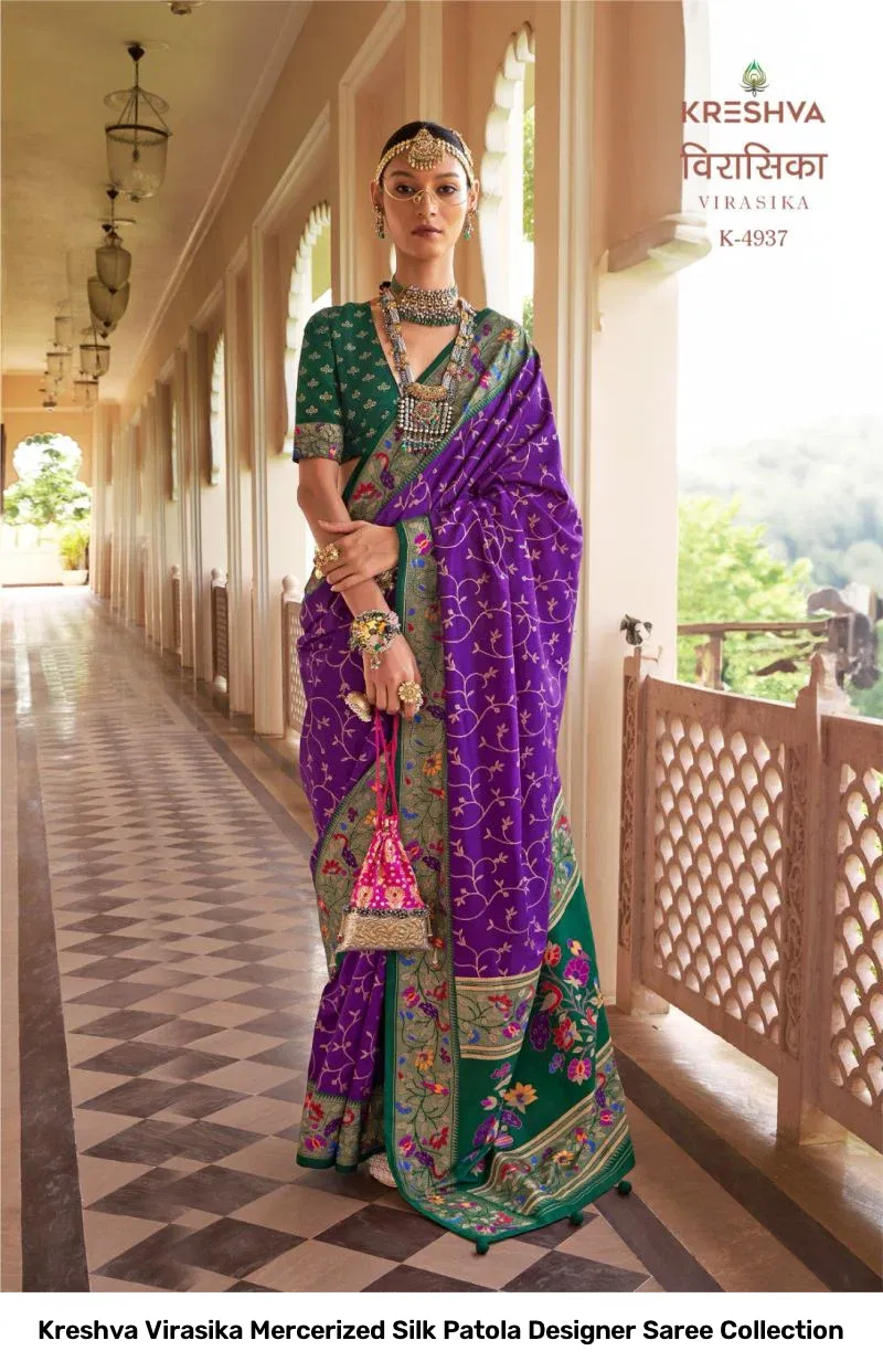 Kreshva Virasika Mercerized Silk Patola Designer Saree Collection - Image 4