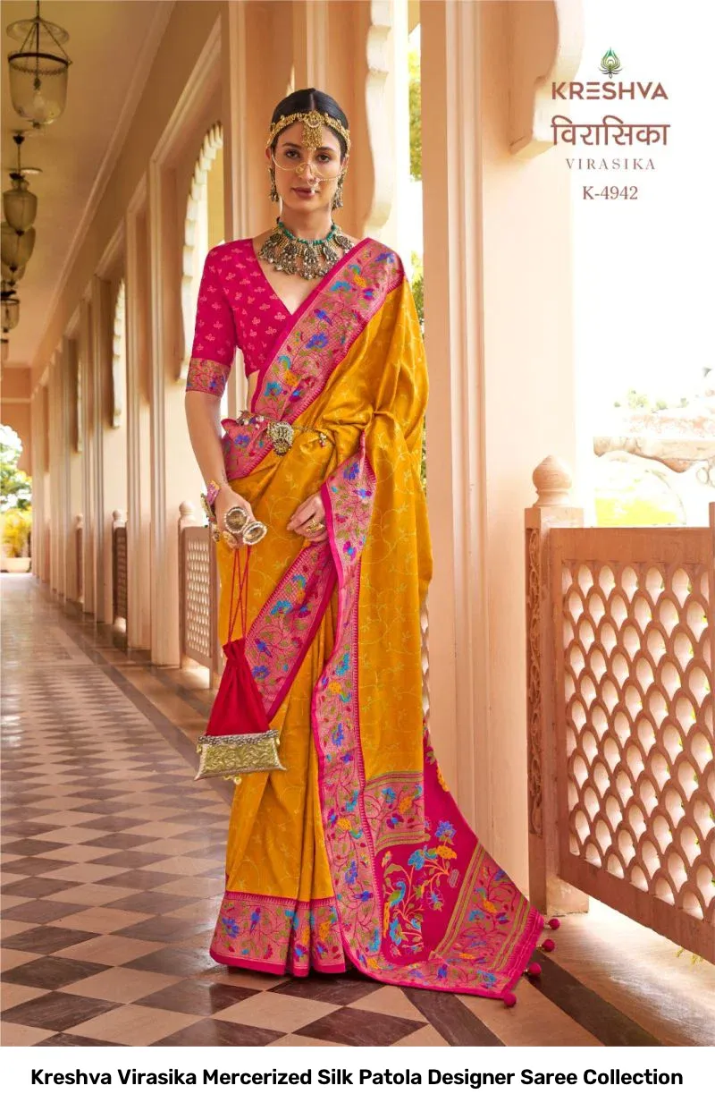 Kreshva Virasika Mercerized Silk Patola Designer Saree Collection - Image 5