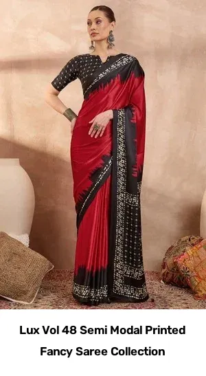 Lux Vol 48 Semi Modal Printed Fancy Saree Collection - Image 10