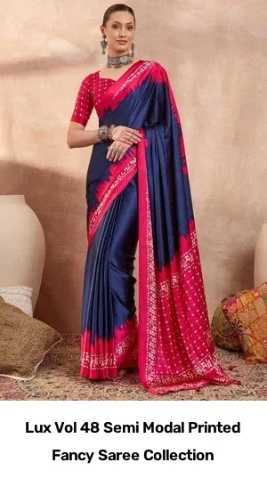Lux Vol 48 Semi Modal Printed Fancy Saree Collection - Image 11