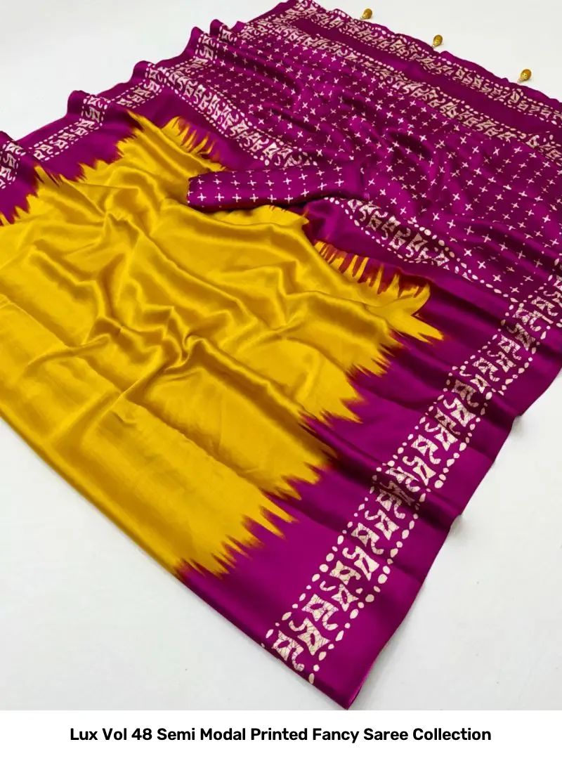 Lux Vol 48 Semi Modal Printed Fancy Saree Collection - Image 12