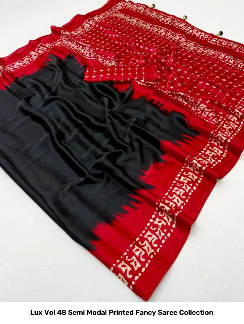 Lux Vol 48 Semi Modal Printed Fancy Saree Collection - Image 14