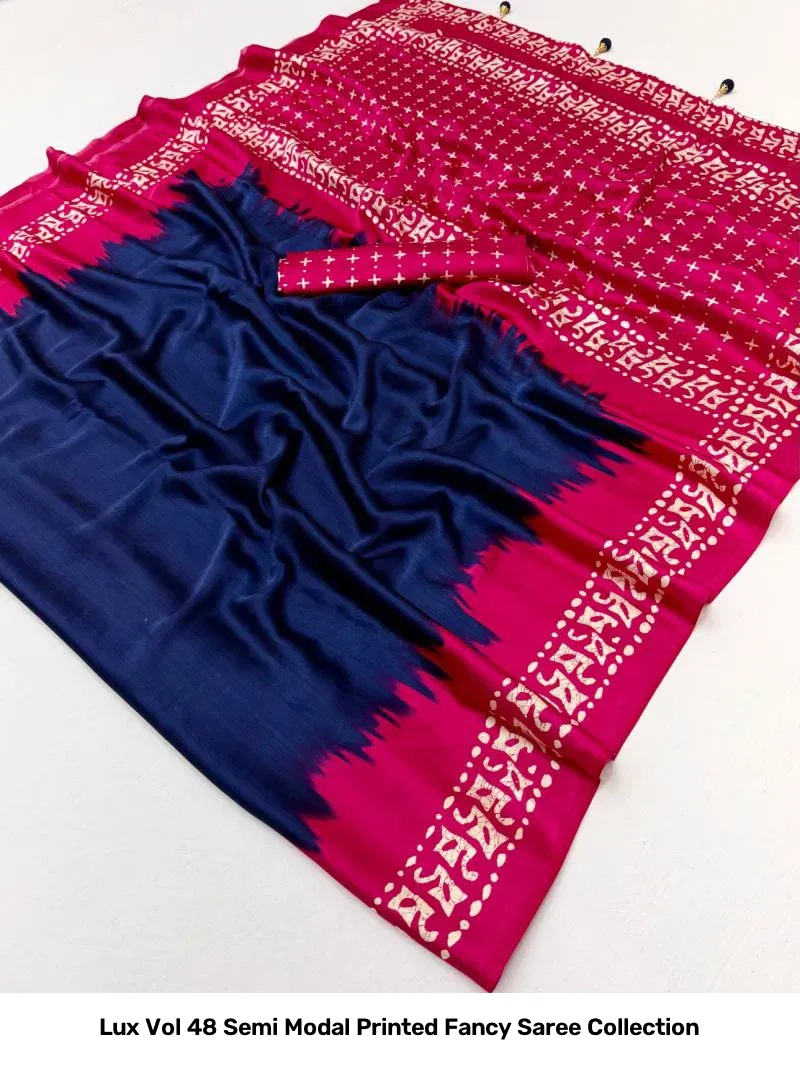 Lux Vol 48 Semi Modal Printed Fancy Saree Collection - Image 3