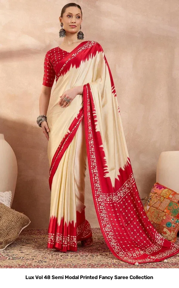 Lux Vol 48 Semi Modal Printed Fancy Saree Collection - Image 4