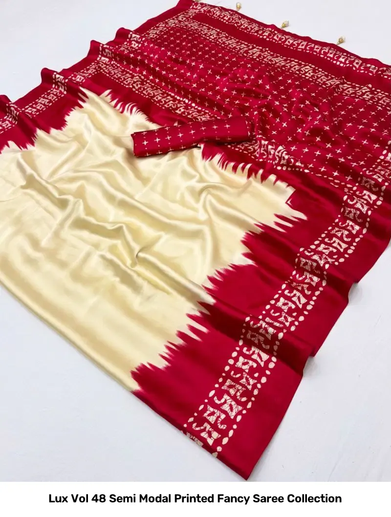 Lux Vol 48 Semi Modal Printed Fancy Saree Collection - Image 5
