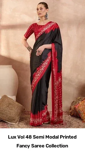 Lux Vol 48 Semi Modal Printed Fancy Saree Collection - Image 6