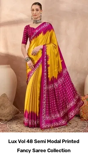 Lux Vol 48 Semi Modal Printed Fancy Saree Collection - Image 7