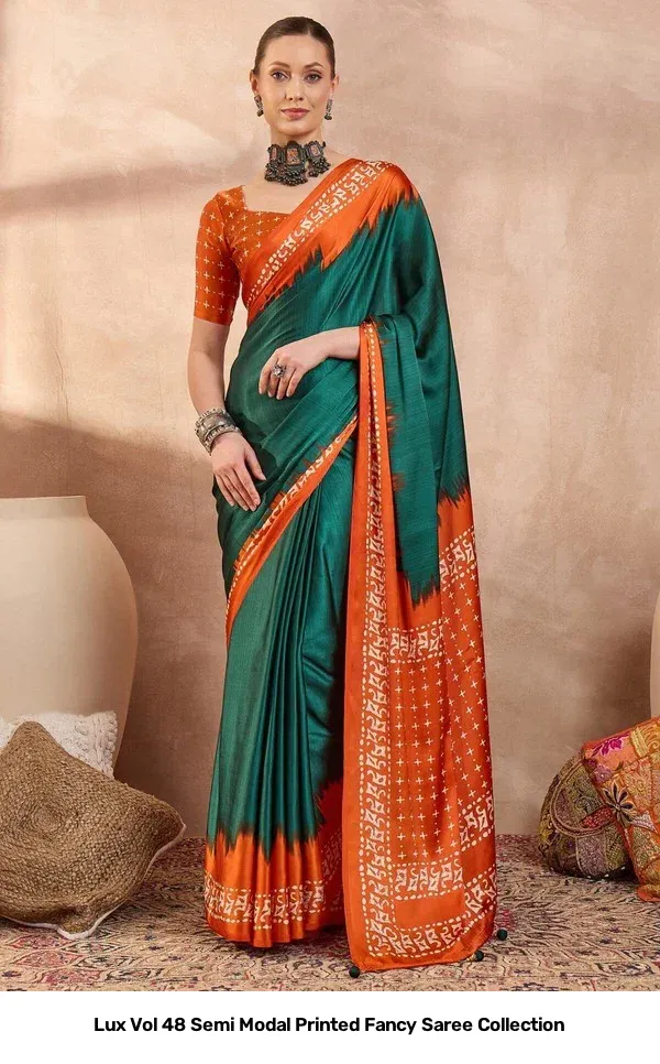 Lux Vol 48 Semi Modal Printed Fancy Saree Collection - Image 8