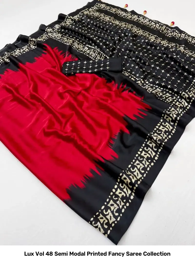 Lux Vol 48 Semi Modal Printed Fancy Saree Collection - Image 9