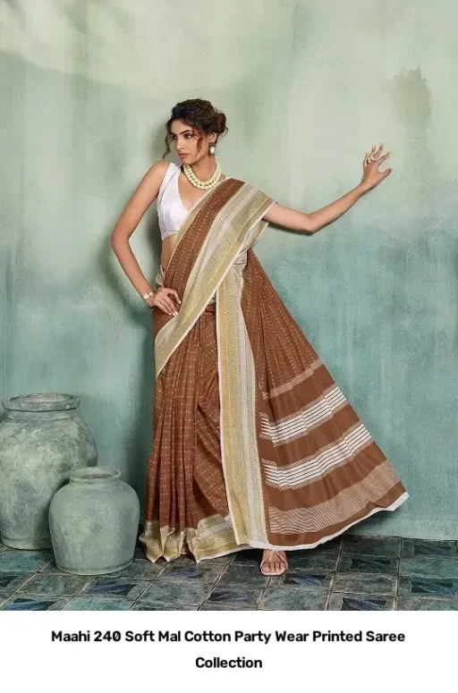 Maahi 240 Soft Mal Cotton Party Wear Printed Saree Collection