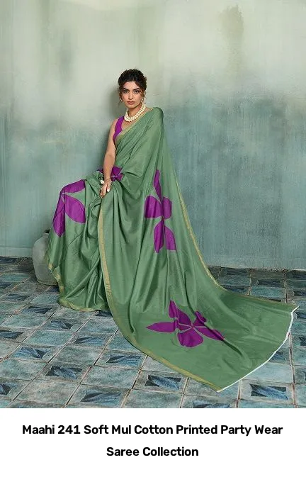Maahi 241 Soft Mul Cotton Printed Party Wear Saree Collection - Image 2