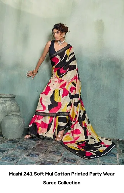 Maahi 241 Soft Mul Cotton Printed Party Wear Saree Collection - Image 3