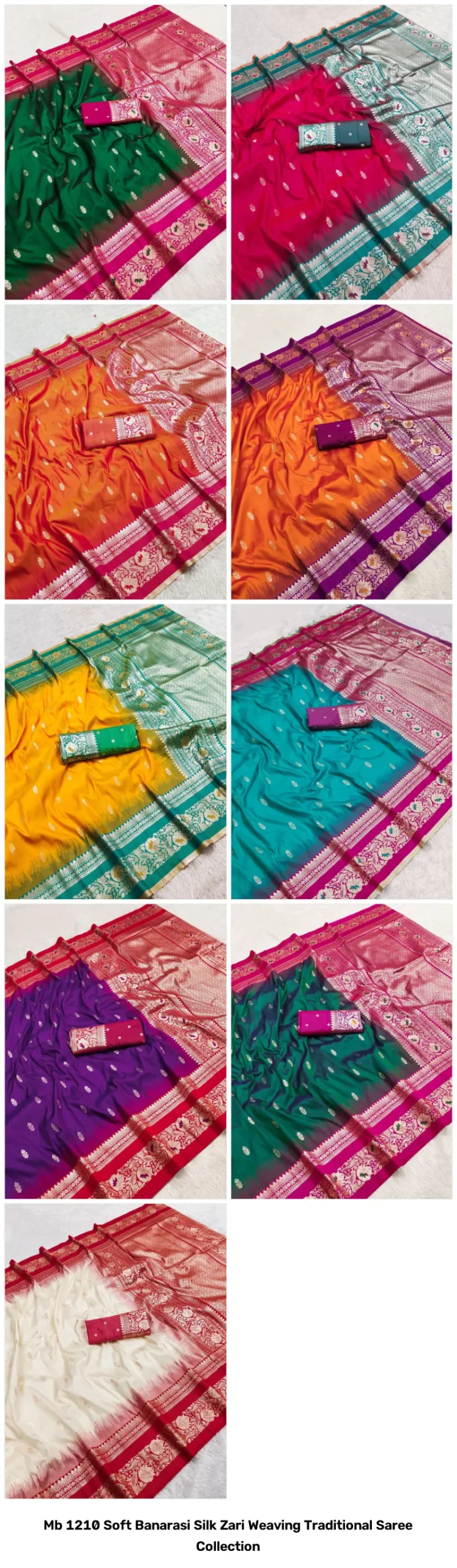 Mb 1210 Soft Banarasi Silk Zari Weaving Traditional Saree Collection - Image 10
